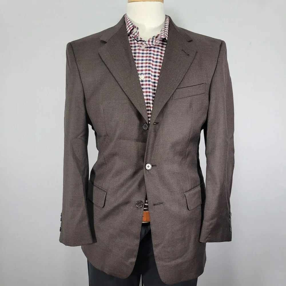 Murano Men's Sport Coat Blazer Three Button Brown Wool Made in Italy Size‎ 39R
